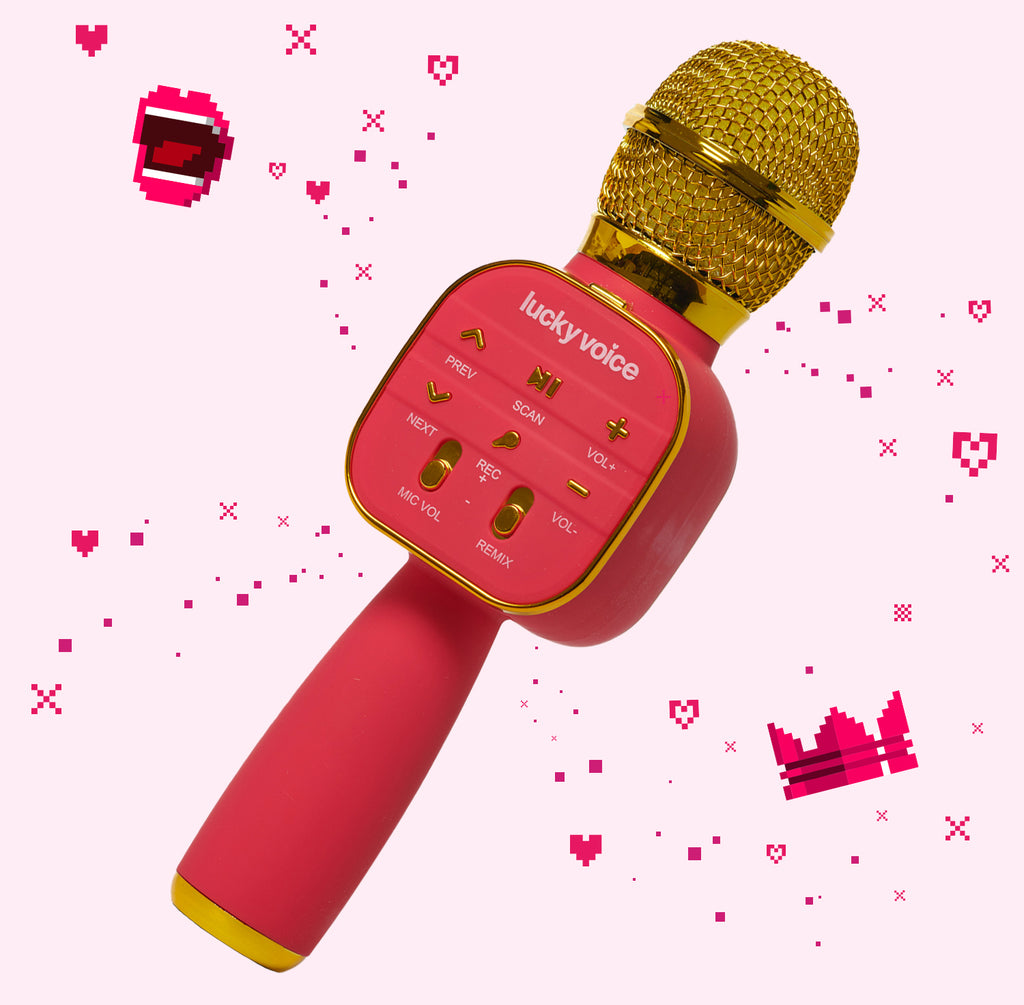 New! Lucky Voice Pink Karaoke Wireless Bluetooth Microphone